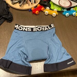 Mons Royale Blue and Black cycling Boxer Briefs with pad